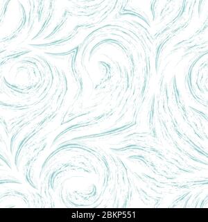 Seamless vector texture of a swirl of waves or currents of turquoise pastel color isolated on a white background. Pattern for fabrics or packaging Stock Vector