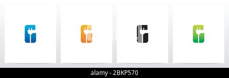 Power Plug On Letter Logo Design G Stock Vector