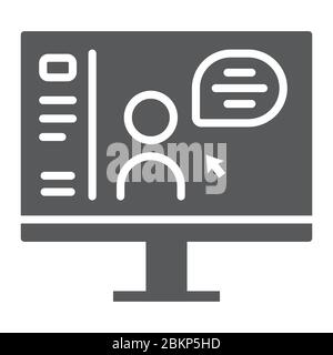 Online Course glyph icon, education and school, distance education sign vector graphics, a solid icon on a white background, eps 10. Stock Vector