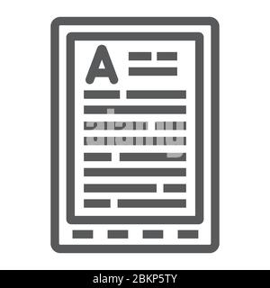 E Book Reader line icon, education and school, digital book sign vector graphics, a linear icon on a white background, eps 10. Stock Vector