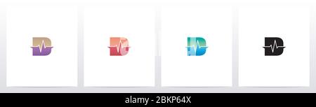 Pulse Line On Letter Logo Design D Stock Vector