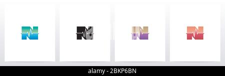 Pulse Line On Letter Logo Design N Stock Vector