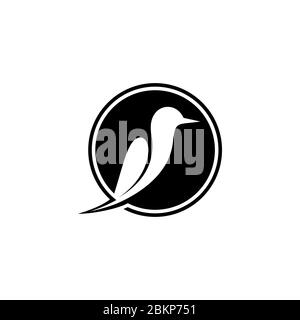 Creative bird graphic logo template, on negative space design concept,isolated on white background. Stock Vector