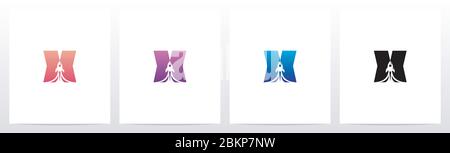 Rocket Launch On Letter Logo Design X Stock Vector
