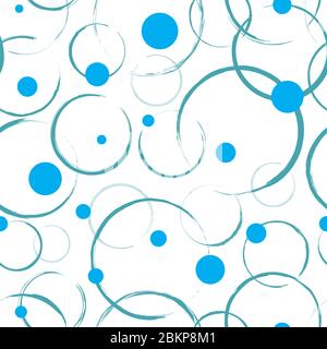 Seamless pattern with abstract blue circles on white background. Seamless texture in vector EPS8 format, pattern swatch included. Stock Vector