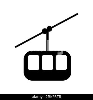 Funicular railway vector icon,  Aerial tramway, sky tram, cable car, ropeway, aerial tram, aerial lift, minimalist vector illustration symbol Stock Vector