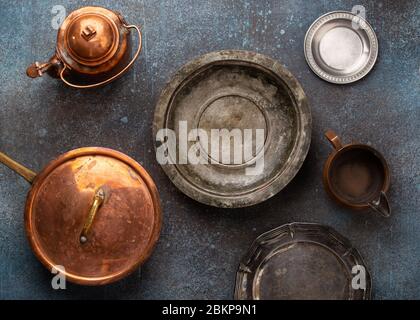 Vintage plates and bowls Stock Photo