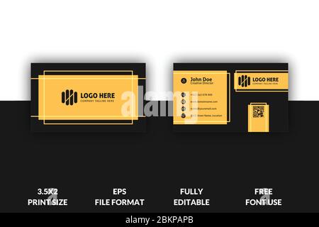 Modern and Corporate business card template, yellow and black color business card template, ready to print modern business card Stock Vector