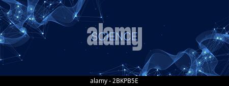 Abstract digital network connection structure on blue background. Artificial intelligence and engineering technology concept. Global network Big Data Stock Vector