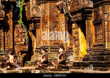 Banteay Srey Temple, Angkor Wat Temple Complex, Siem Reap, Cambodia. Stock Photo