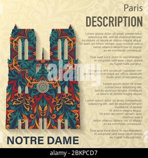 Notre Dame floral pattern background Stock Vector