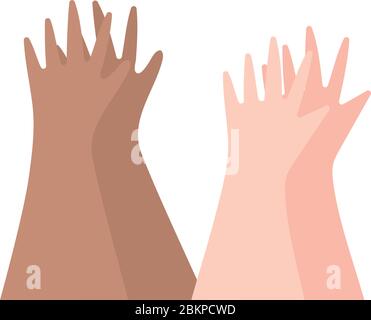 raised hands up clapping isolated design white background vector illustration Stock Vector