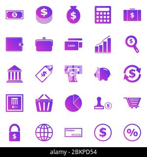 Money gradient icons on white background, stock vector Stock Vector