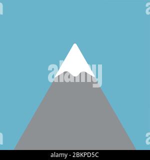 Alp top vector with blue sky, mountain peak top with snow, minimalist vector illustration symbol Stock Vector