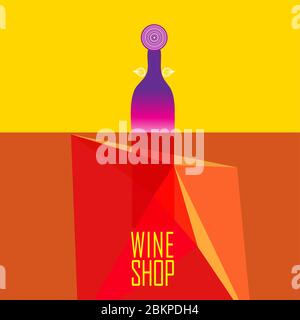 Illustration vector poster with wine on pop art background. Ads for delicious wine. Stock Vector