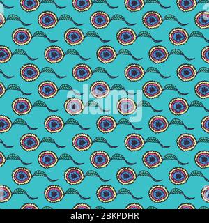 stylized round flowers seamless vector pattern Stock Vector