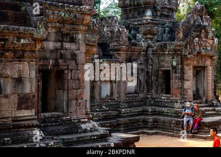 Visitors At Chau Say Tevoda Temple, Angkor Wat Temple Complex, Siem Reap, Cambodia. Stock Photo