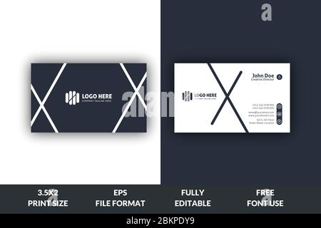 Creative and Corporate business card, white and black color business card template, ready to print modern business card vector template Stock Vector