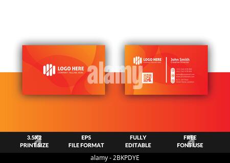 Modern and Corporate business card, yellow and red gradient business card template, ready to print red and yellow gradient modern business card Stock Vector