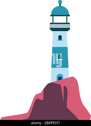 sea scape flat scene with lighthouse Stock Vector Image & Art - Alamy
