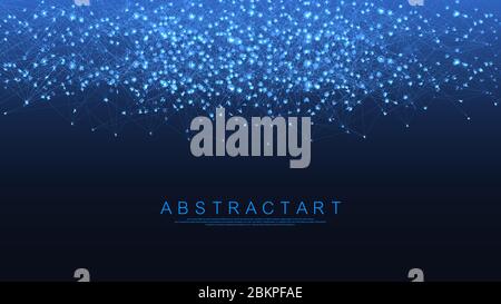 Abstract digital network connection structure on blue background. Artificial intelligence and engineering technology concept. Global network Big Data Stock Vector