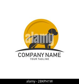 Dog Logo abstract design vector template Negative space style. Home pets veterinary Logotype concept icon. Stock Vector