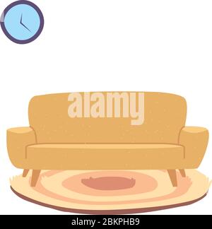 furniture and decoration items at home vector illustration design Stock Vector