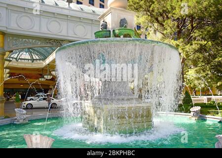Las Vegas NV, USA 09-30-17:  This water fountains adorns the entrance of the hotel lobby Stock Photo