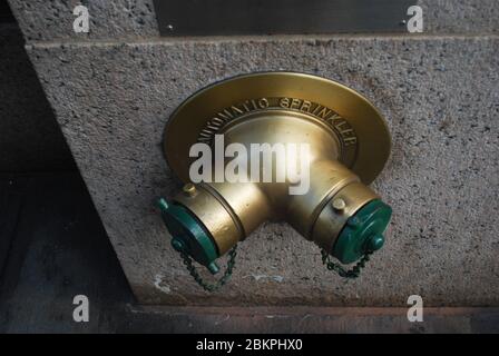 Fire Safety Building Code Dry Riser Automatic Sprinkler in Manhattan, New York City, United States Stock Photo