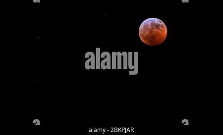 Lunar eclipse during totality Stock Photo