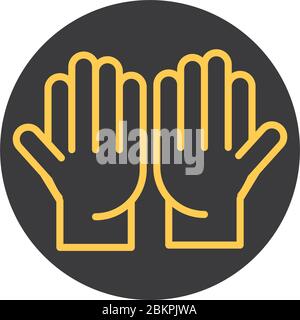 open hands gesture palm traditional block and line icon vector illustration Stock Vector