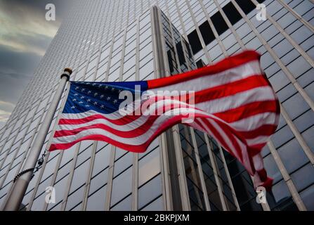 New York,NY,United States,October 24,2009. American flag against skyscraper background.Credit:Mario Beauregard/Ģ����ý News Stock Photo