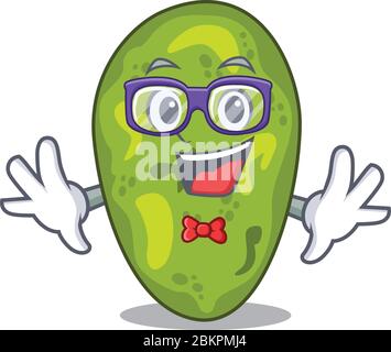 Mascot design style of geek cyanobacteria with glasses Stock Vector