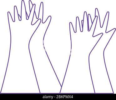 raised hands up clapping isolated design white background vector illustration Stock Vector
