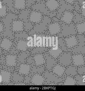 Patches stitched surface, seamless repeating texture pattern, vector illustration, square background Stock Vector