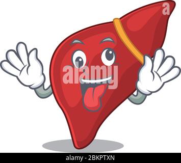 A cartoon design of healthy human liver having a crazy face Stock Vector