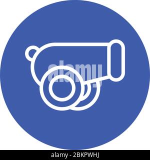 cannon weapon with turkey flag line style Stock Vector