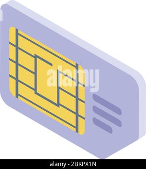 Sim phone card icon, isometric style Stock Vector