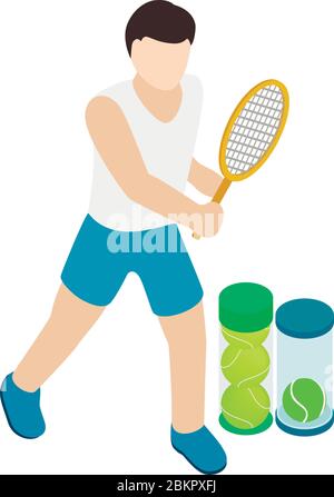 Tennis returner icon, isometric style Stock Vector