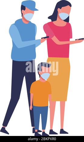 mother and son using face masks characters Stock Vector Image & Art - Alamy