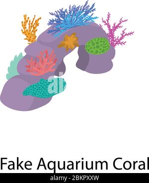 Fake aquarium coral icon. Isometric of fake aquarium coral vector icon for web design isolated on white background Stock Vector