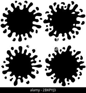 Splash round shapes stencil icon set selection black, vector illustration, horizontal, over white, isolated Stock Vector