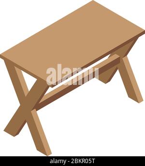 Folding picnic table icon, isometric style Stock Vector