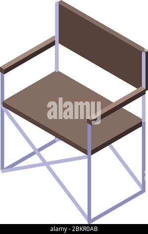 Folding textile chair icon, isometric style Stock Vector