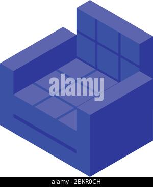 Folding textile armchair icon, isometric style Stock Vector