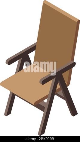 Folding father chair icon, isometric style Stock Vector