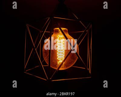 light bulb edison loft incandescent light, dusty flask Stock Photo