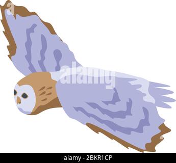 Flying owl icon, isometric style Stock Vector