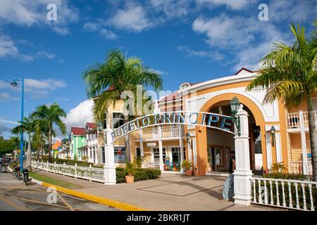 Pueblo Principe. The wooden houses painted in Caribbean bright colors in Samana, Dominican Republic. 26.01.2013 Stock Photo