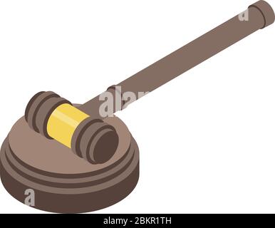 Judge hammer on stand icon, isometric style Stock Vector